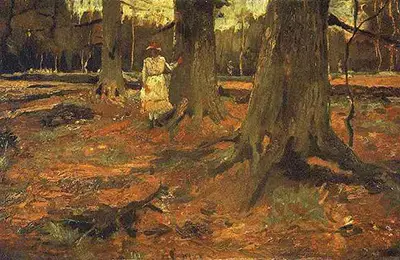 Mädchen in Weiß im Wald Vincent van Gogh